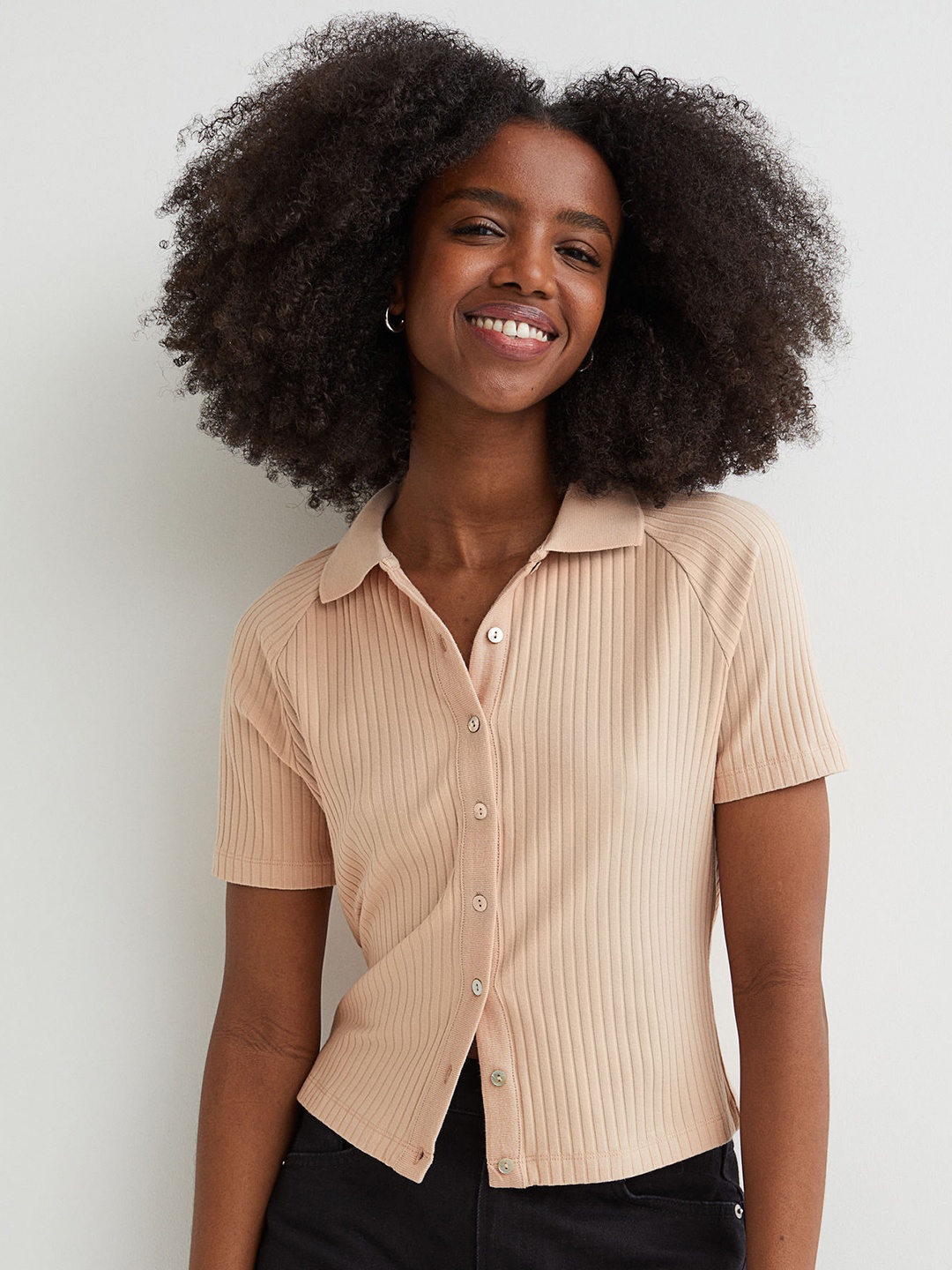 

H&M Women Orange Ribbed Top