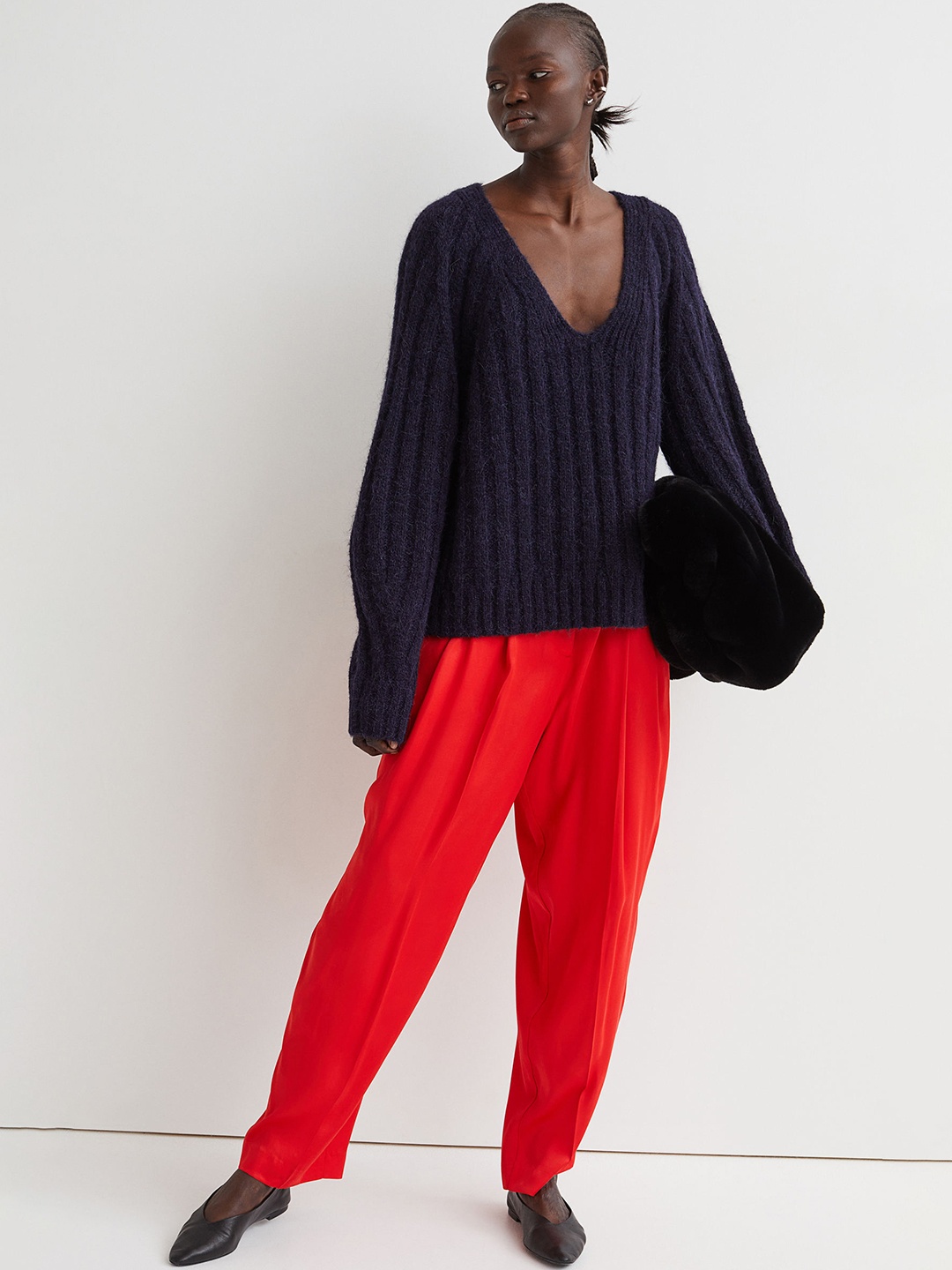 

H&M Women Blue Ribbed Wool Jumper