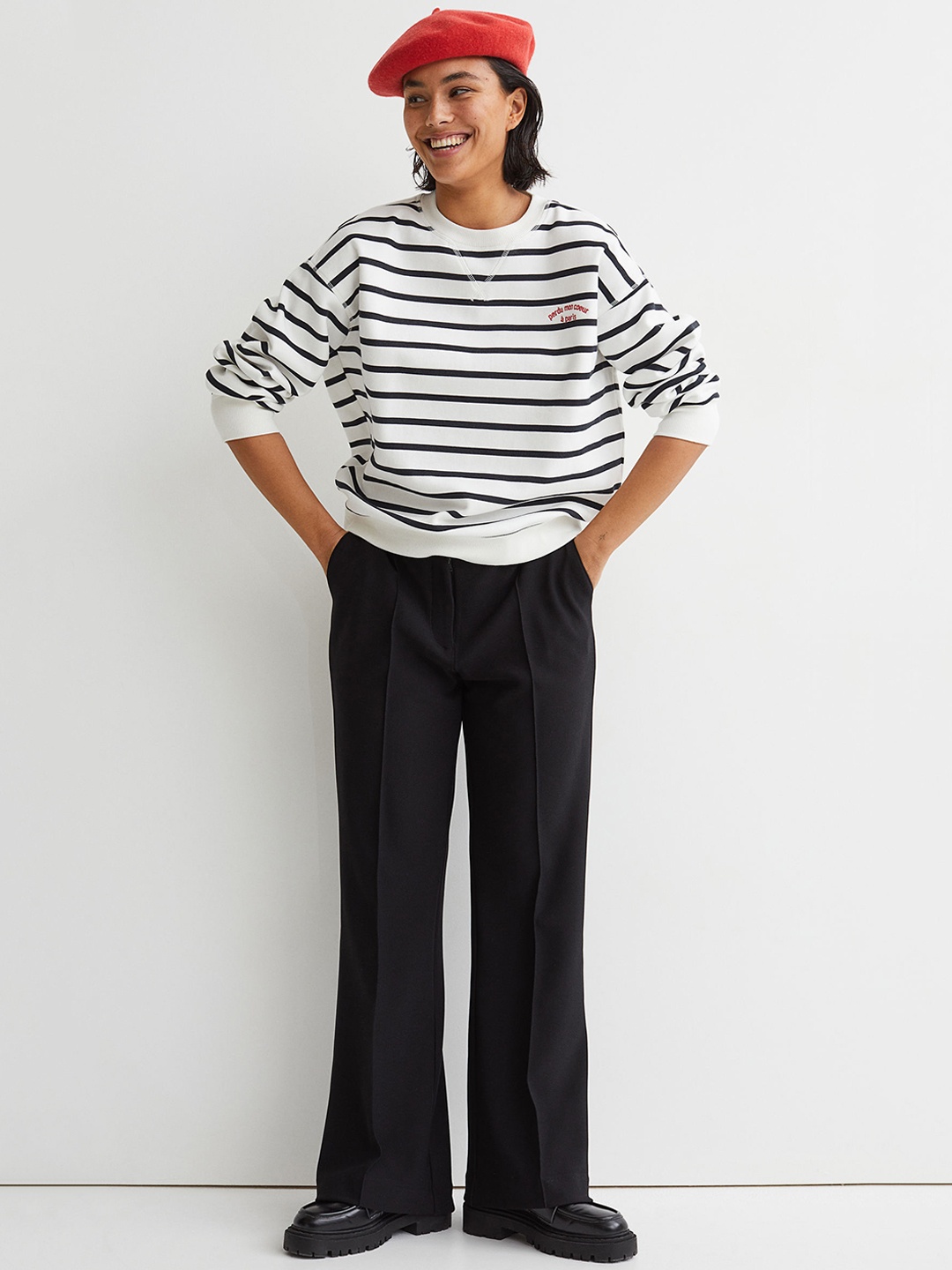 

H&M Women Black Solid Tailored Trousers