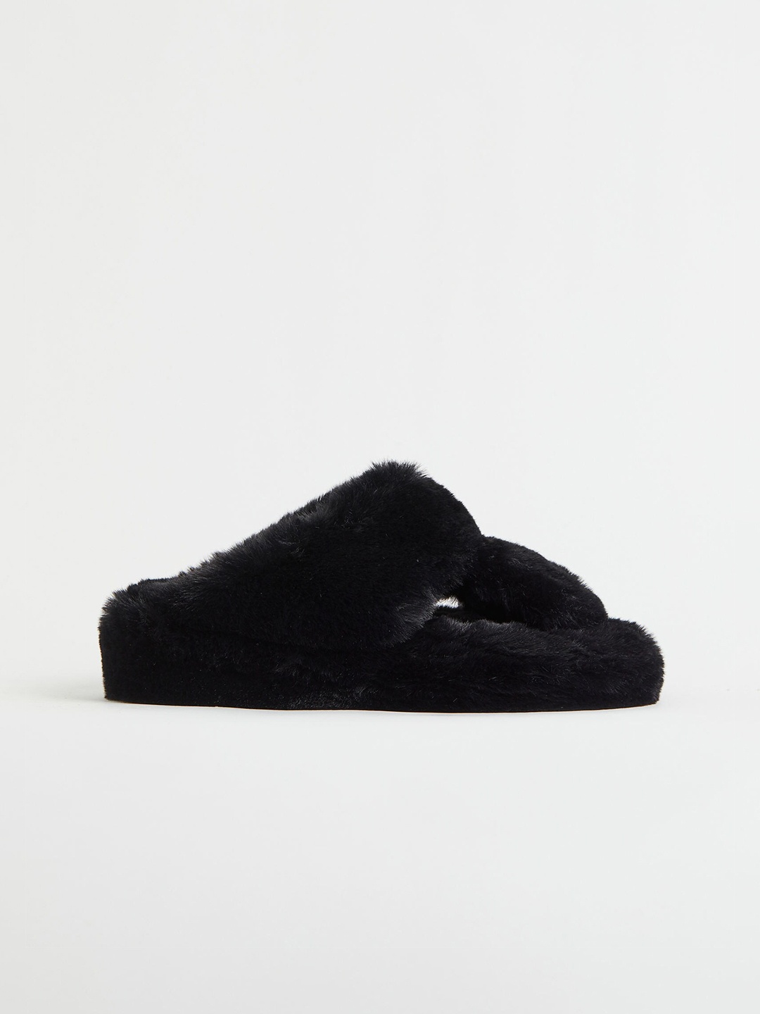 

H&M Women Black Faux Fur Slippers