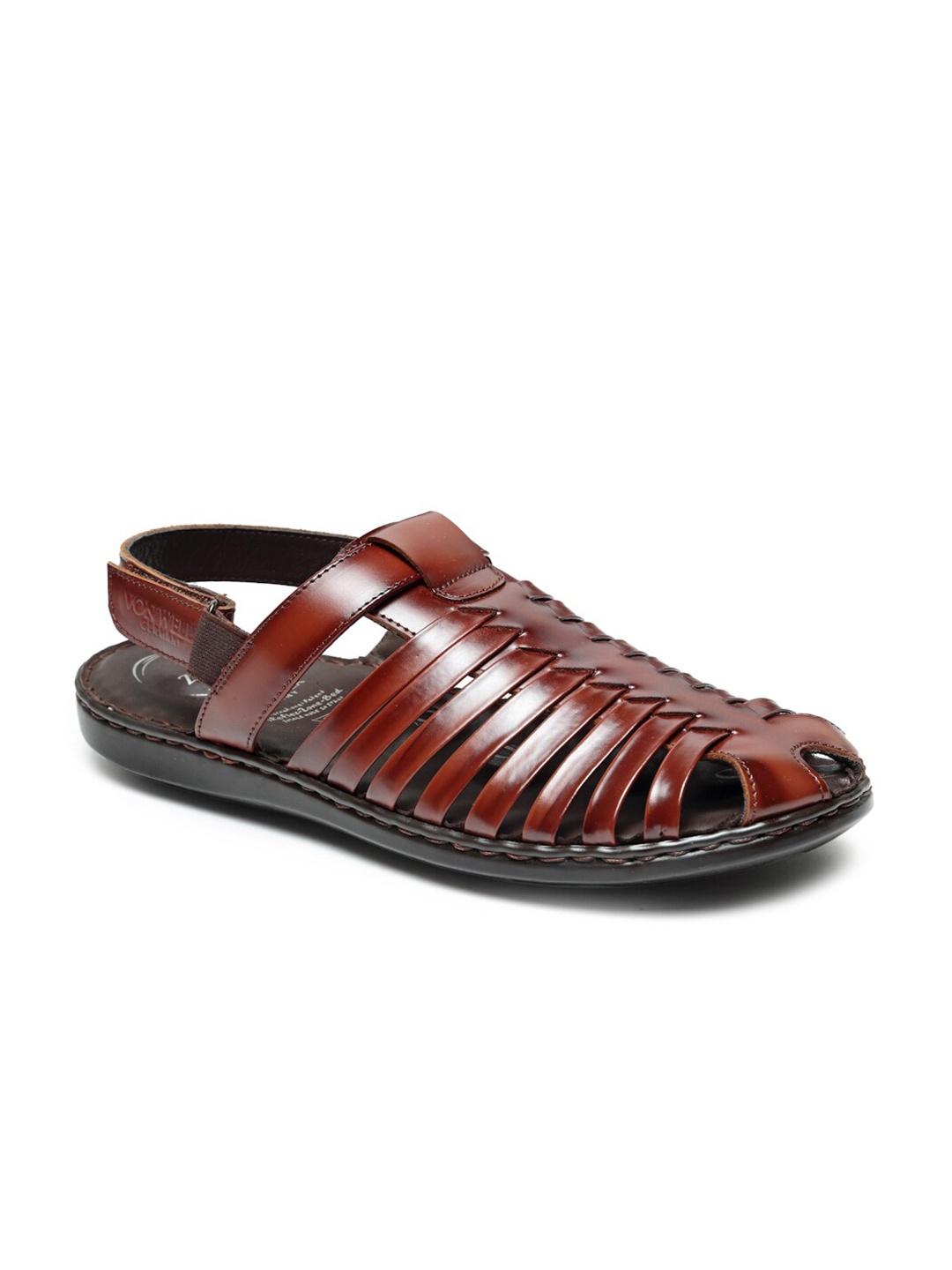

VON WELLX GERMANY Men Tan & Black Leather Fisherman Sandals