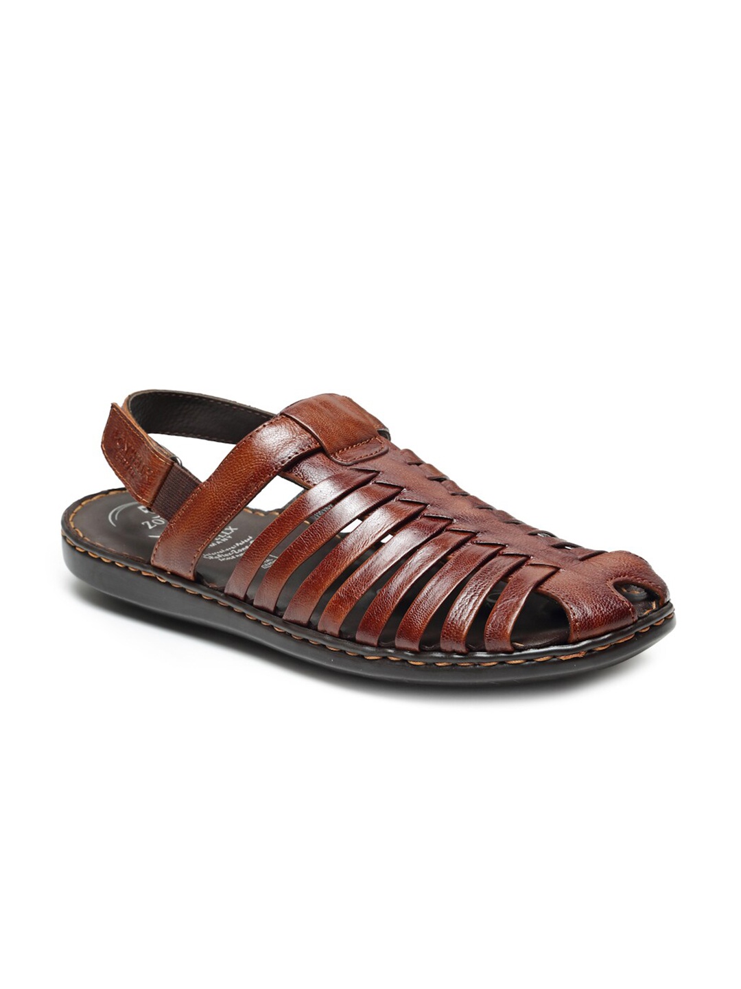 

VON WELLX GERMANY Men Brown & Black Leather Comfort Sandals