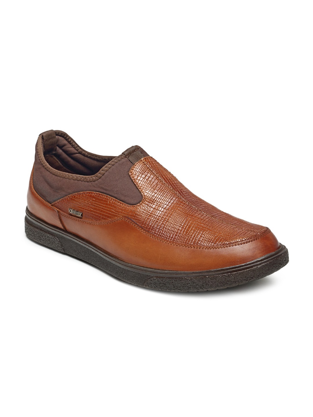 

VON WELLX GERMANY Men Tan Textured Leather Slip-On Sneakers