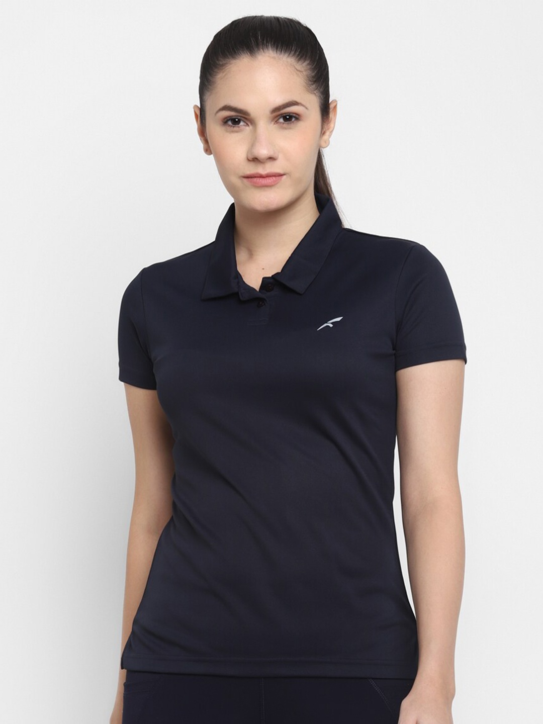 

FURO by Red Chief Women Navy Blue Polo Collar T-shirt