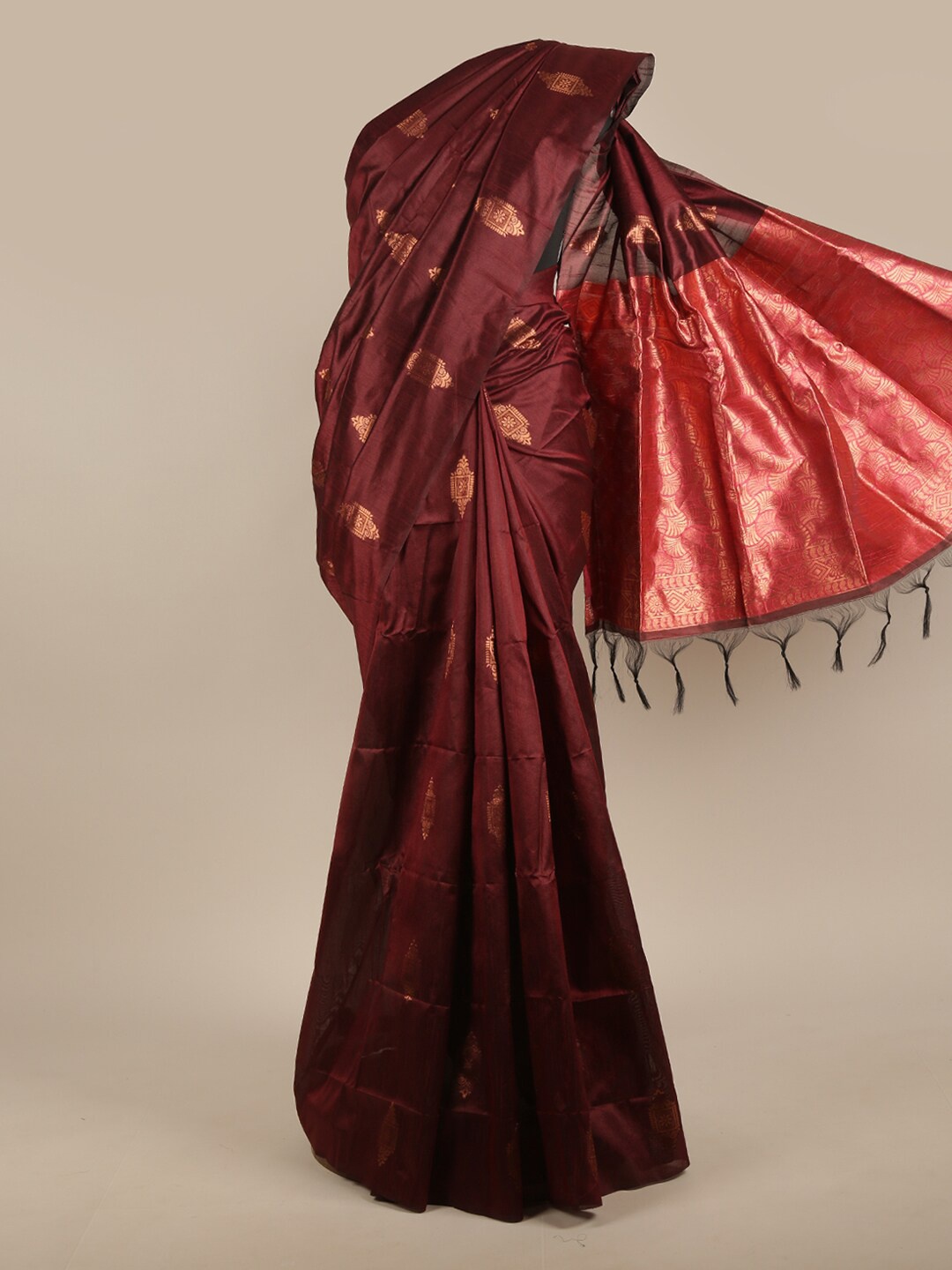 

Pothys Maroon Woven Design Jute Silk Saree