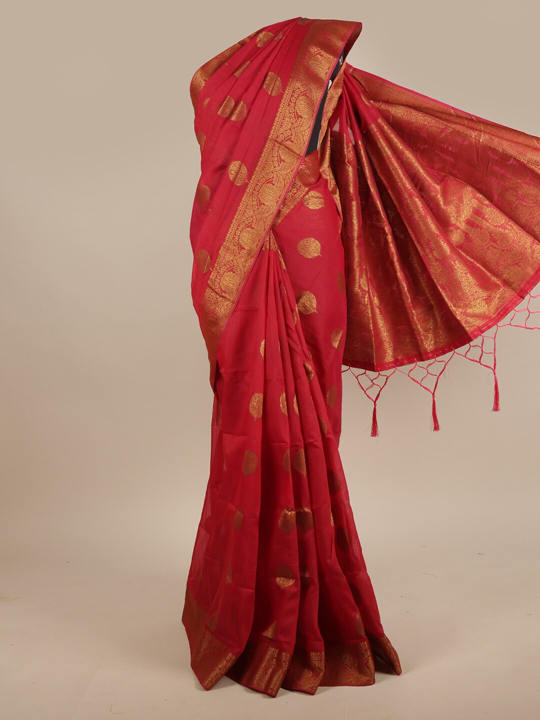 

Pothys Pink Woven Design Jute Silk Saree