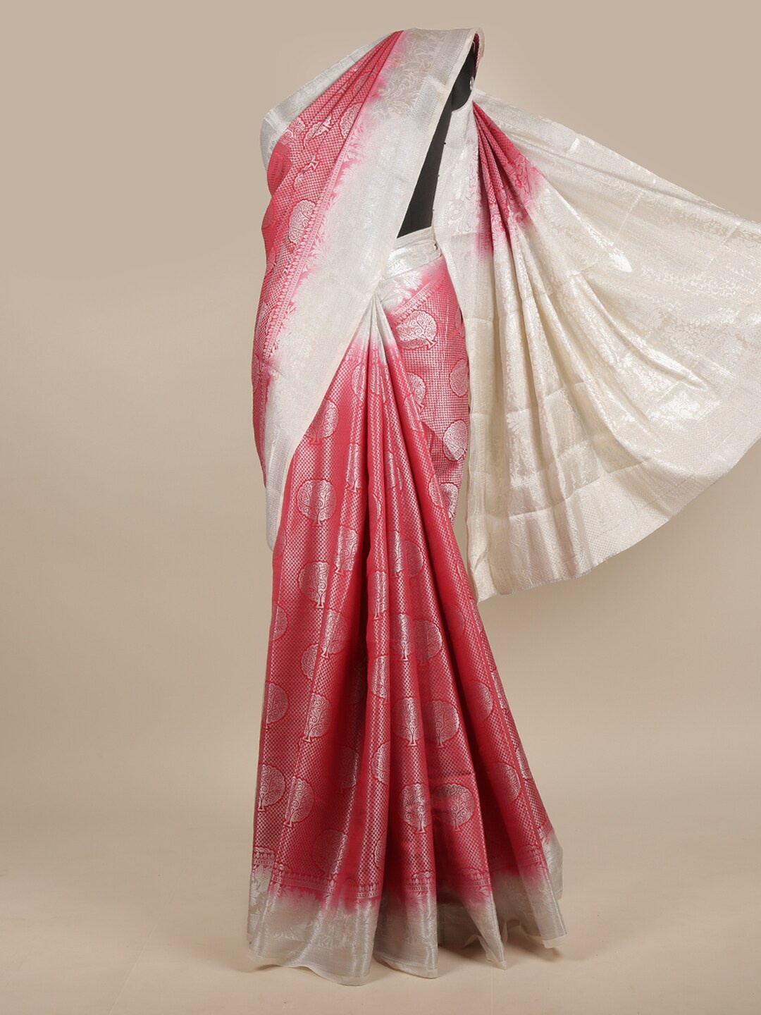 

Pothys Red & Off White Woven Design Zari Jute Silk Saree