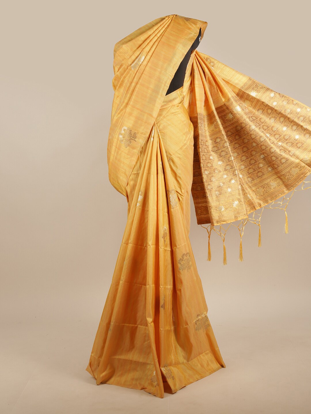 

Pothys Yellow Ethnic Motifs Jute Silk Saree