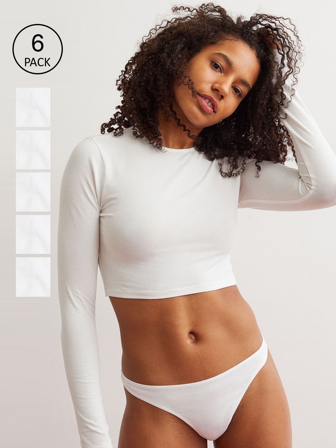 

H&M Women White 6-Pack Thong Briefs