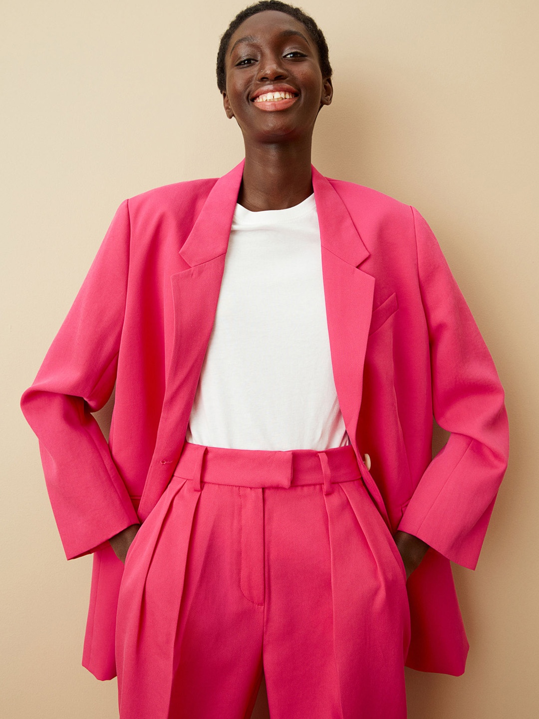 

H&M Women Pink Oversized Jacket