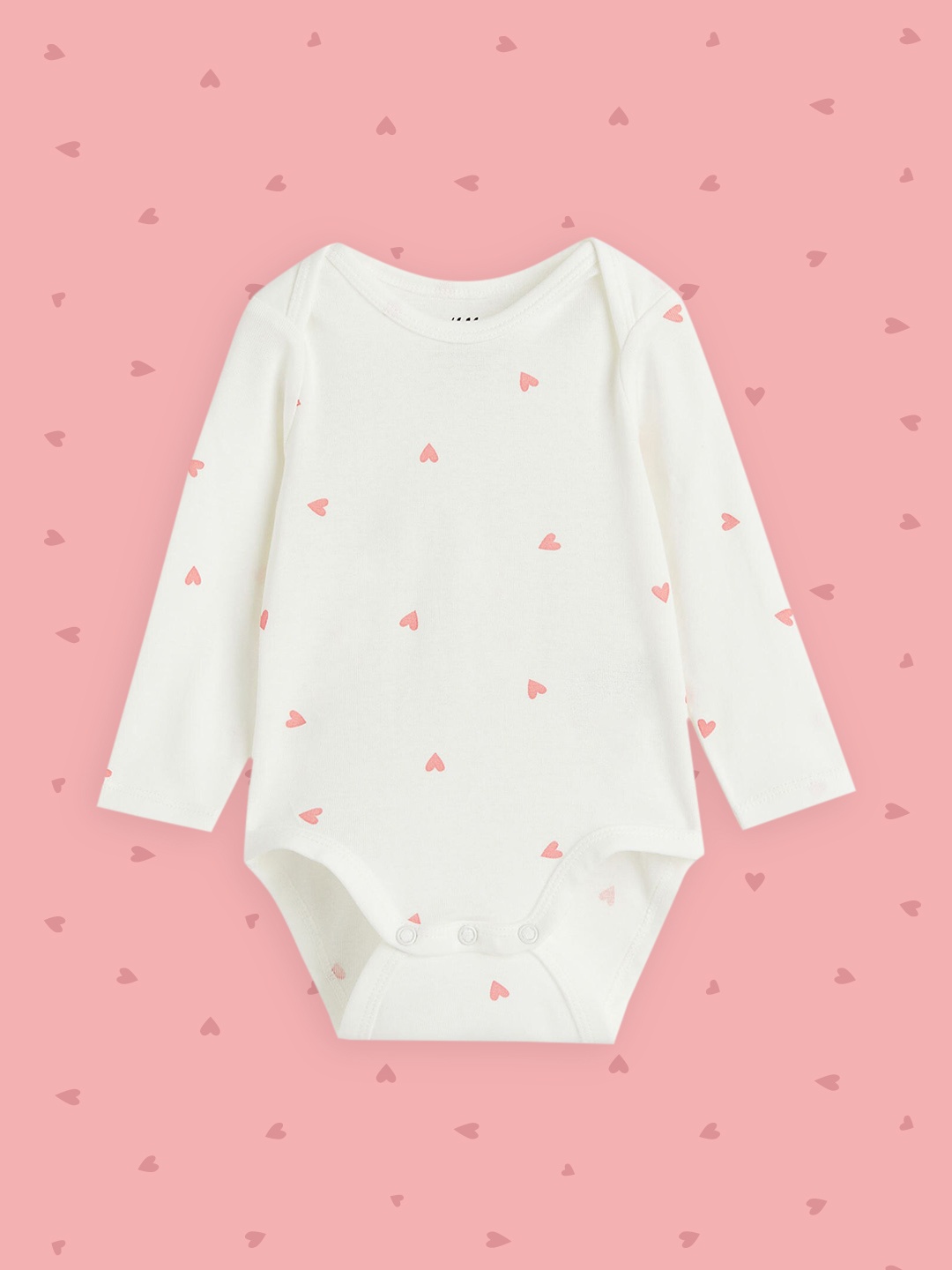 

H&M Girls White Long-Sleeved Pure Cotton Bodysuit