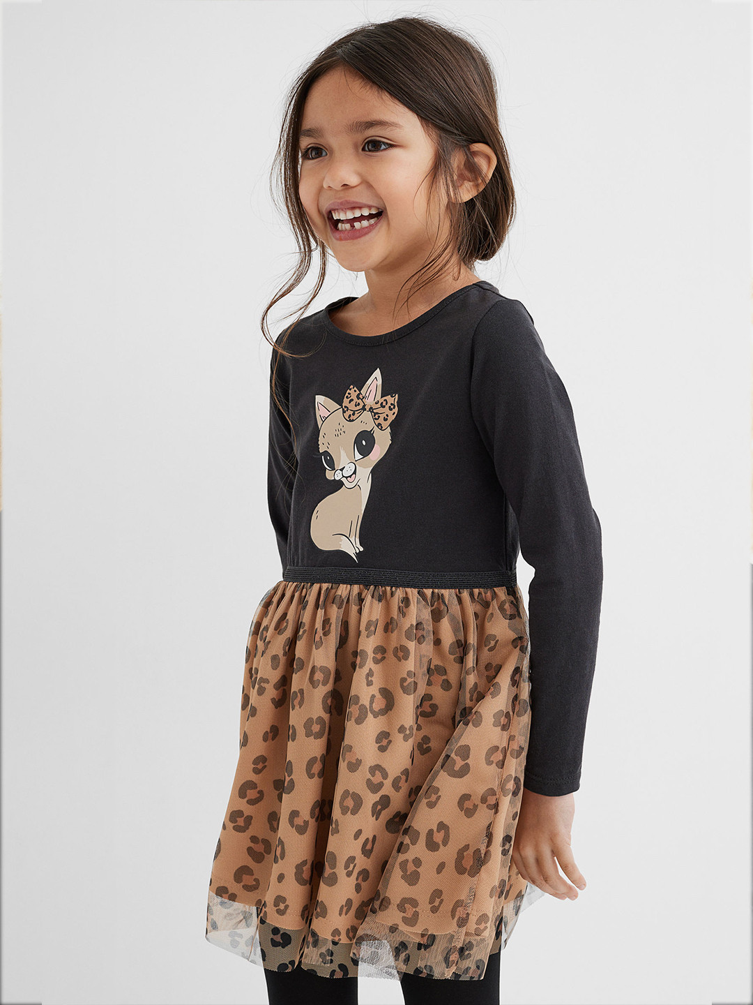 

H&M Girls Grey Tulle-skirt Jersey Dress