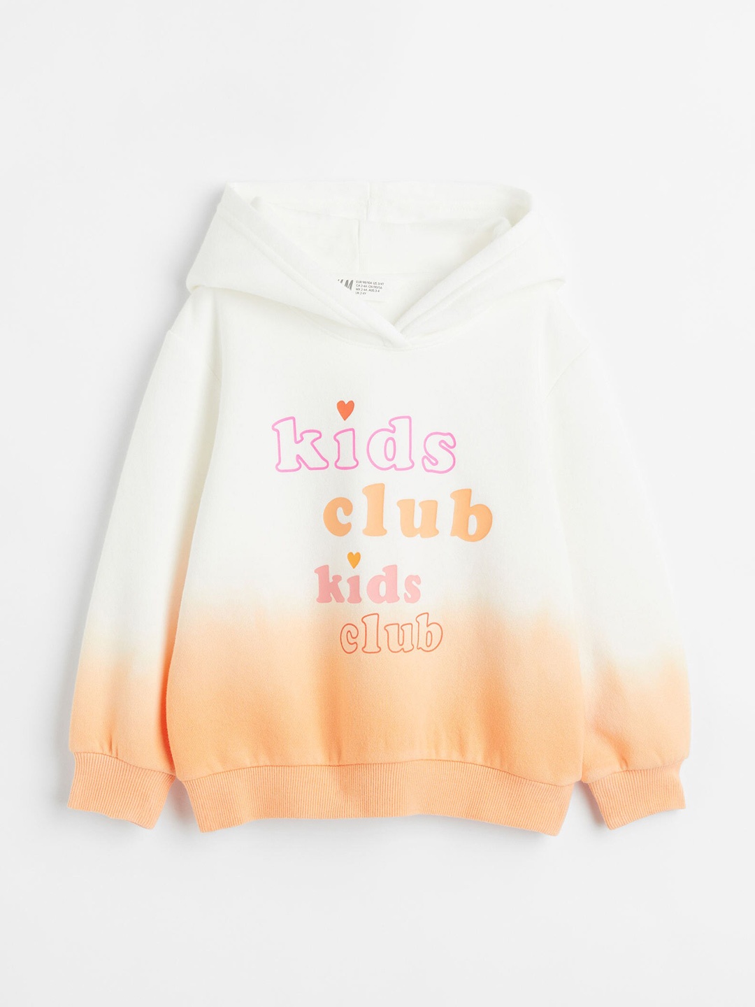 

H&M Girls Orange & Cream Colored Motif-Detail Hoodie