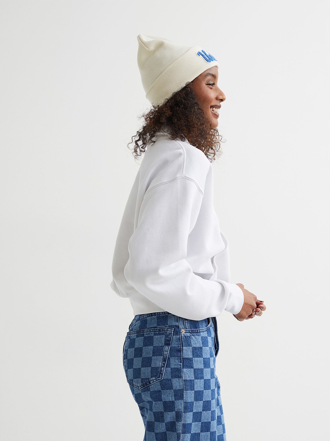 

H&M Women White Zip-Top Sweatshirt