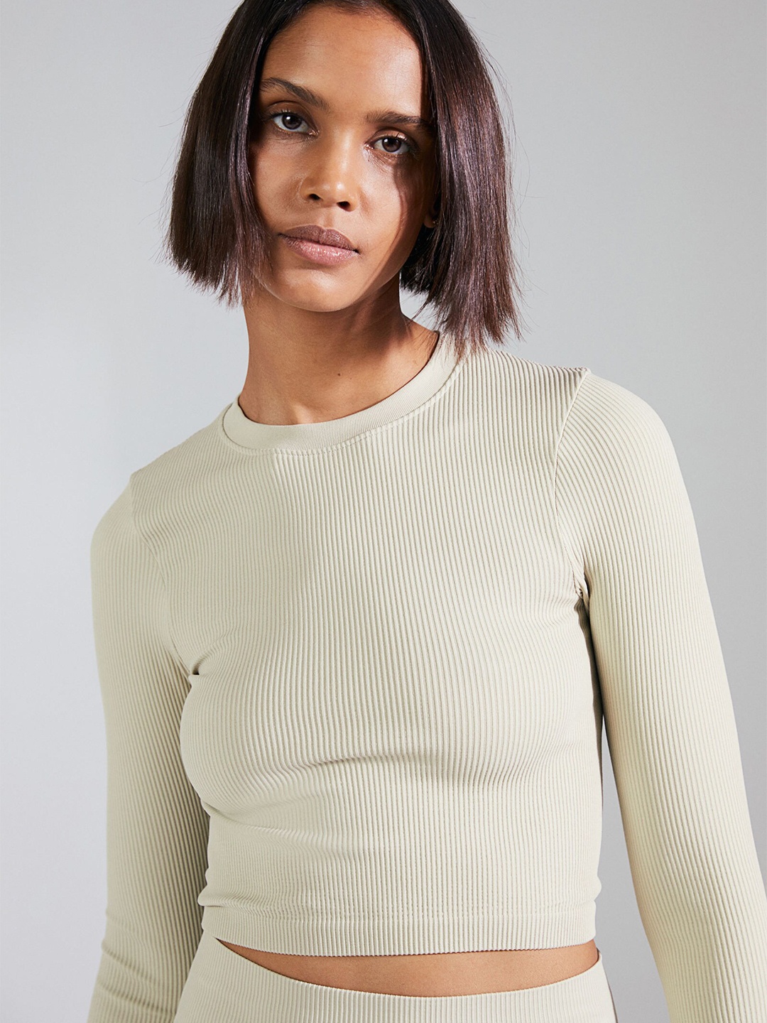 

H&M Women Beige Seamless Top