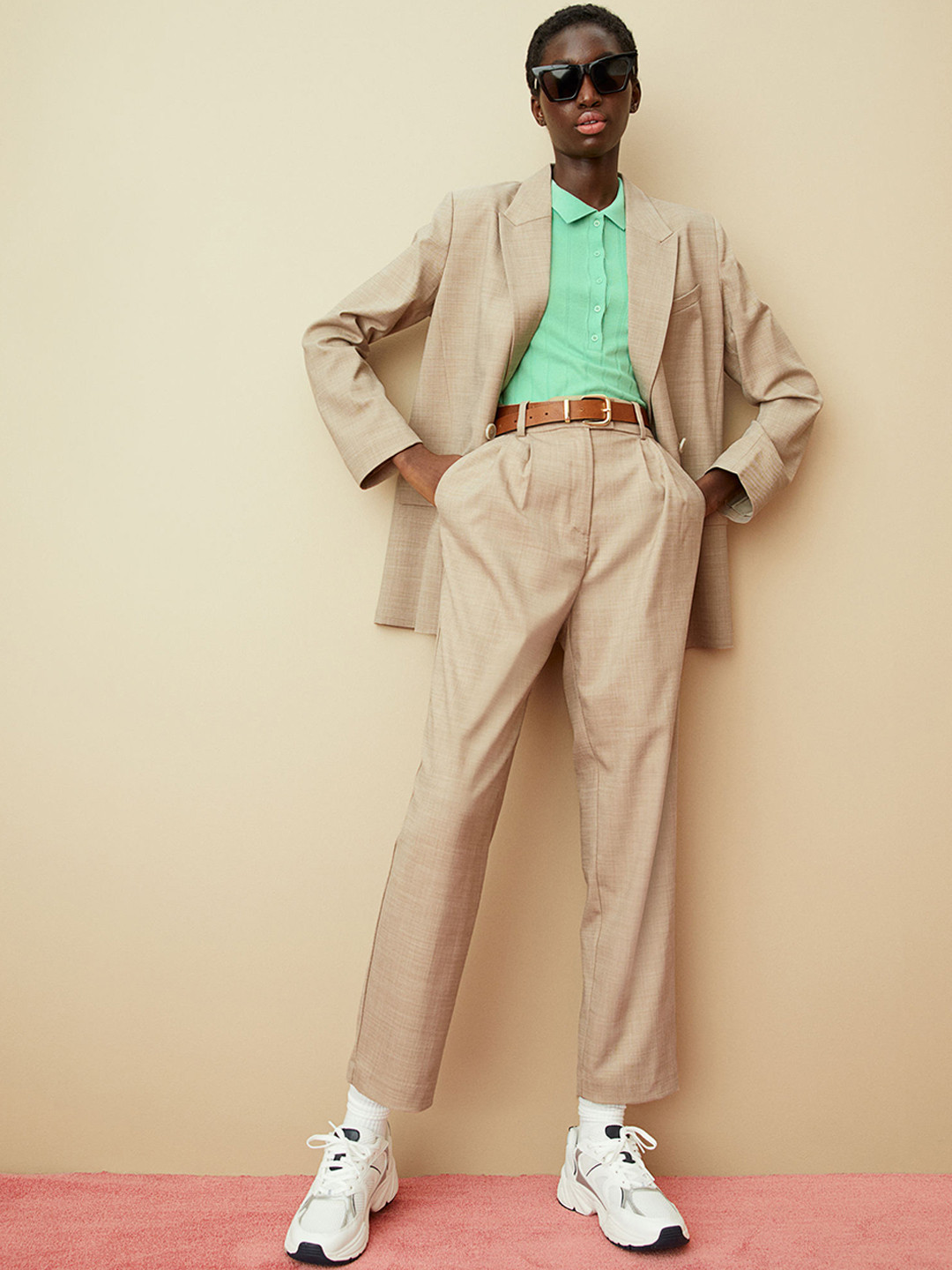 

H&M Women Beige Ankle-Length Trousers