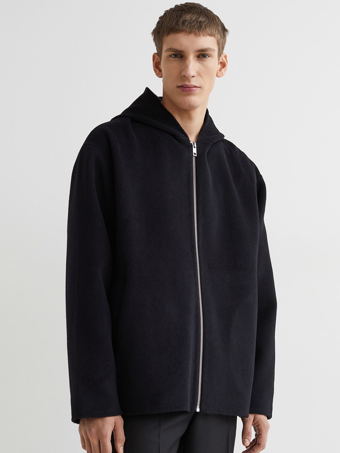 

H&M Men Black Solid Wool-Blend Jacket