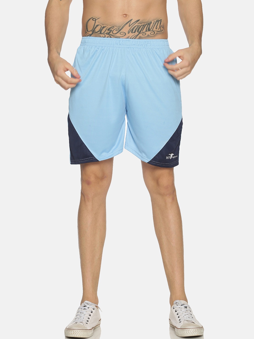 

HPS Sports Men Blue Colourblocked Slim Fit Sports Shorts, Multi