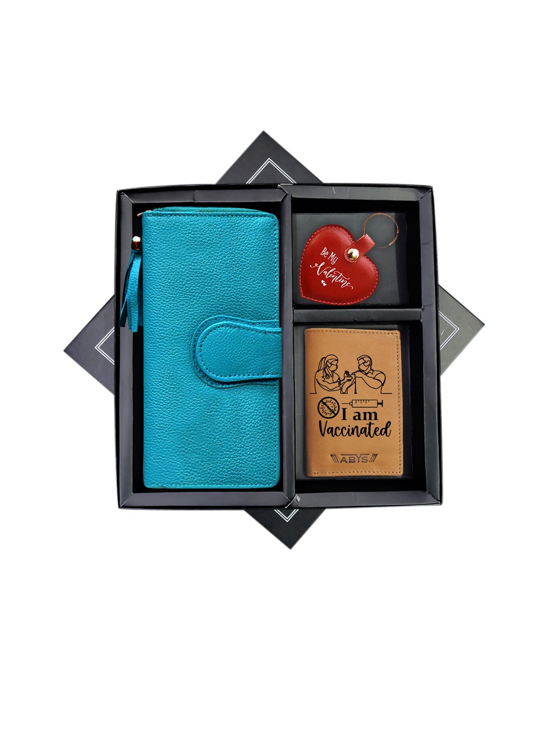 

ABYS Unisex Genuine Leather Accessory Gift Set, Blue