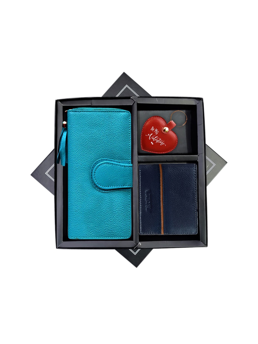

ABYS Blue Genuine Leather Couples Accessory Gift Set