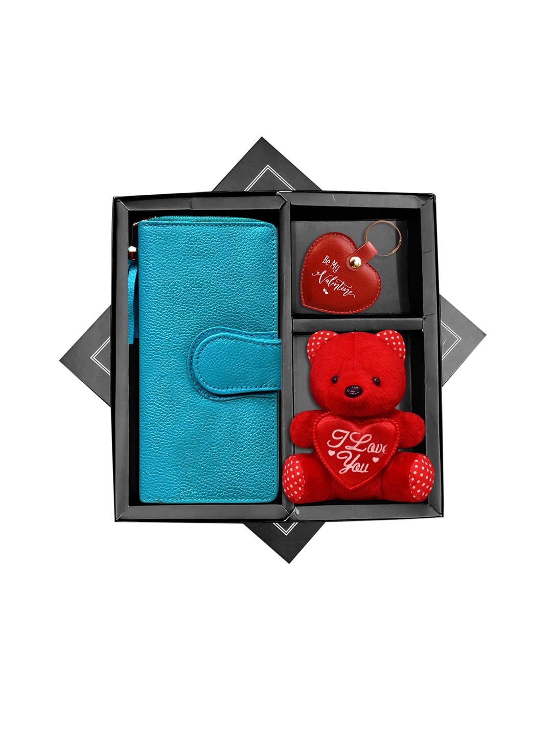 

ABYS Women Blue & Red Genuine Leather Accessory Gift Set