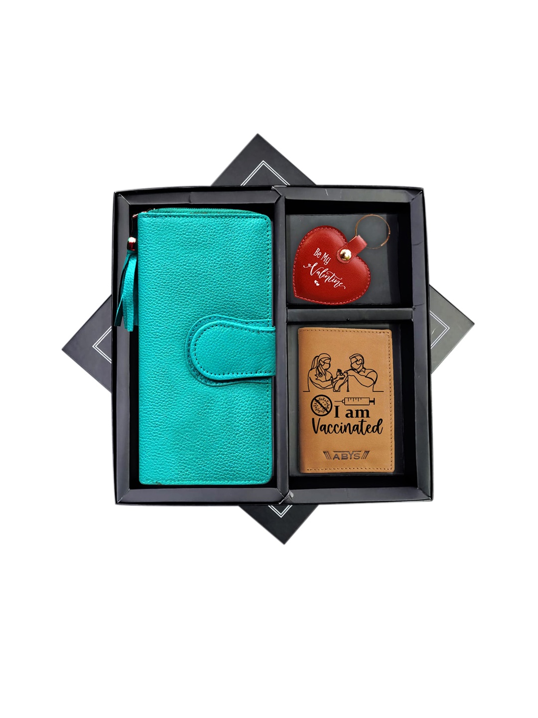 

ABYS Sea Green & Tan-Coloured Genuine Leather Couples Accessory Gift Set