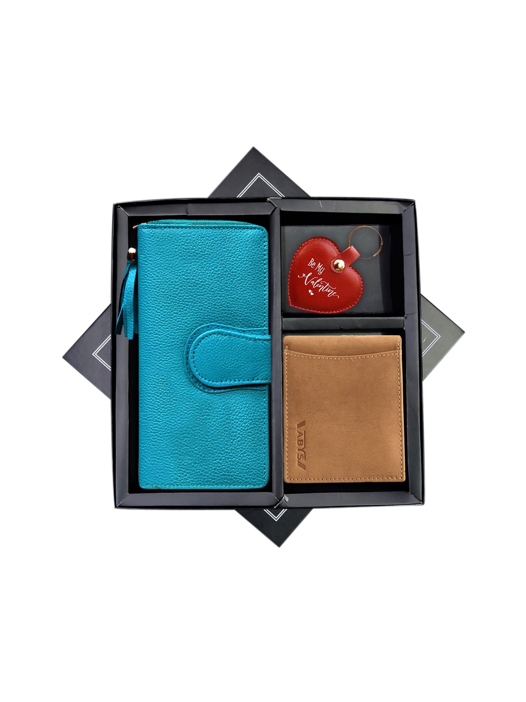 

ABYS Blue & Tan Genuine Leather Accessory Gift Set