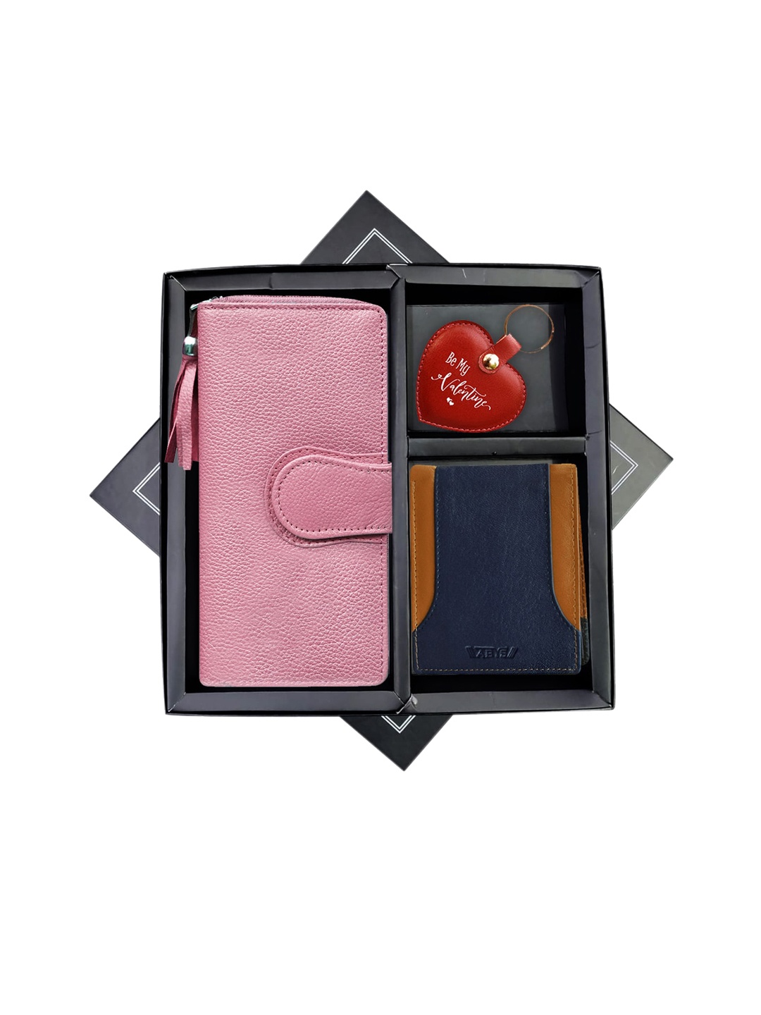 

ABYS Unisex Genuine Leather Accessory Gift Set, Pink