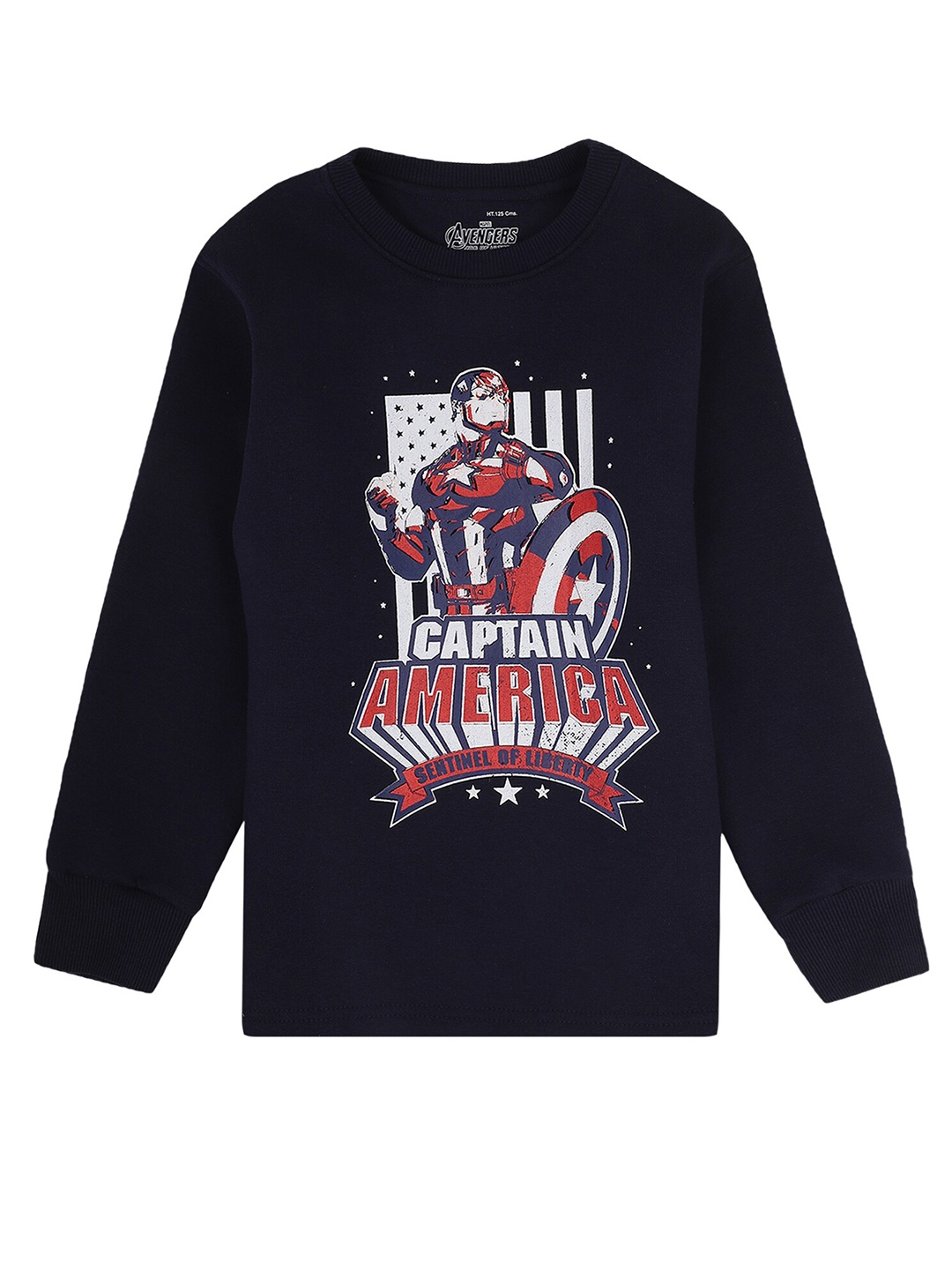 

PROTEENS Boys Navy Blue & White Captain America Printed Cotton T-shirt