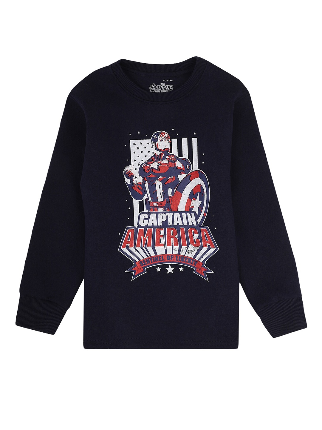 

PROTEENS Boys Navy Blue & White Cotton Printed T-shirt