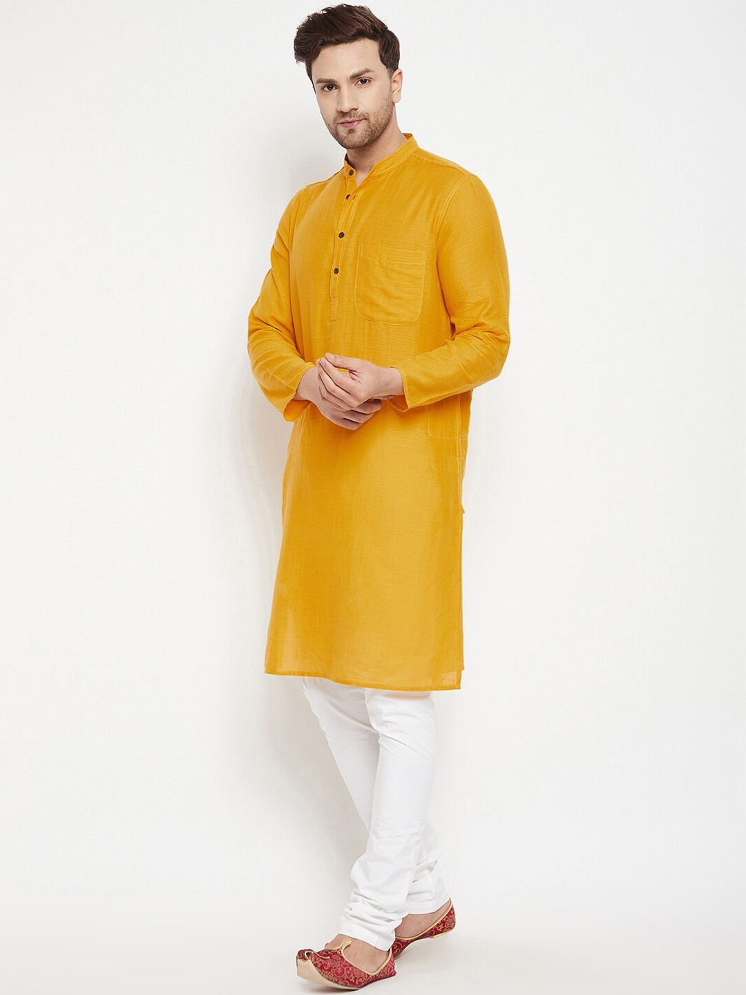 

even Men Yellow Solid Kurta