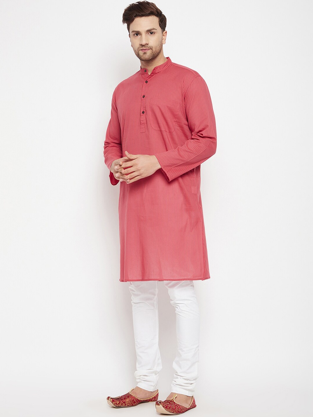 

even Men Rose Striped Printed Long Kurta