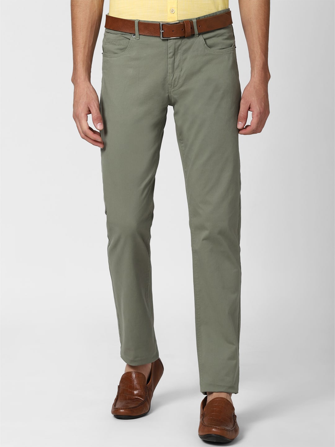 

Peter England Casuals Men Olive Green Slim Fit Trousers