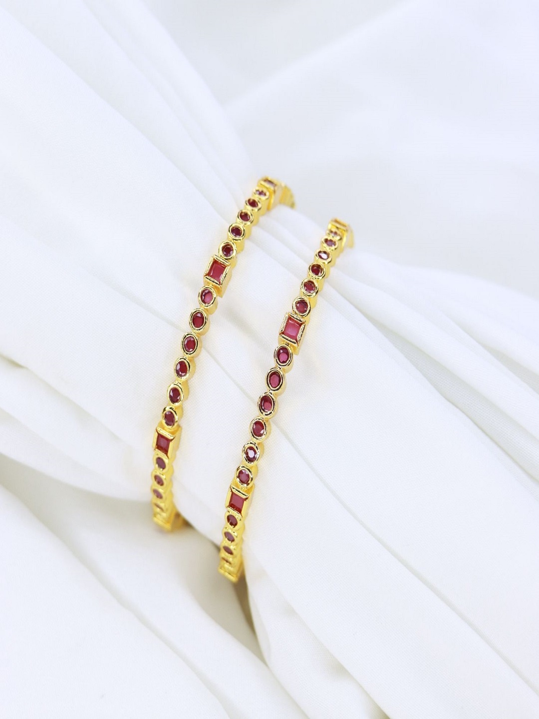 

I Jewels Set of 4 Pink Gold-Plated Stone Studded Bangles