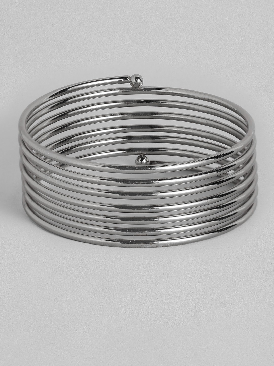 

I Jewels Rhodium-Plated Spring Bangle, Silver