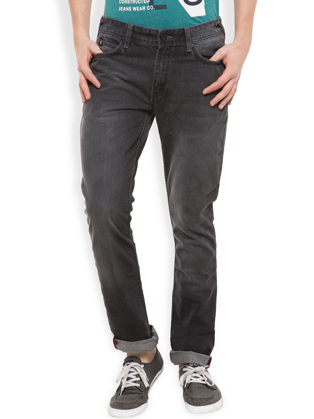 

LOCOMOTIVE Men Black Straight Fit Stretchable Jeans