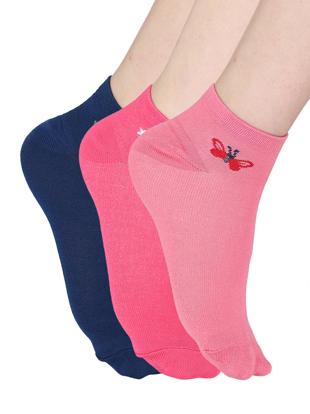 

Bodycare Women Pack of 3 Pink Patterned Ankle Length Socks