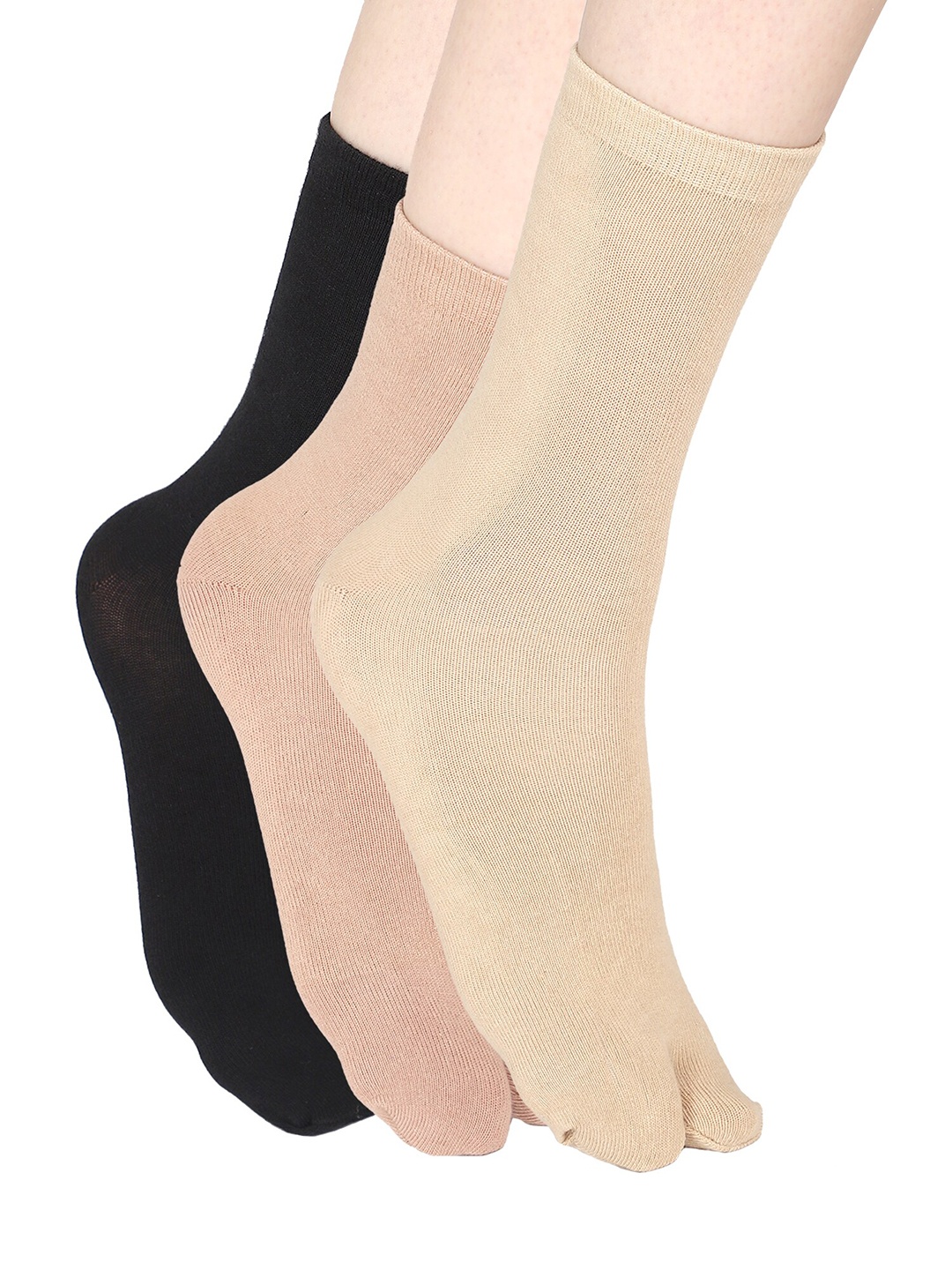 

Bodycare Women Pack Of 3 Assorted Solid Cotton Socks