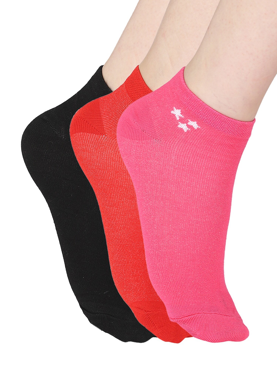 

Bodycare Women Pack Of 3 Ankle-Length Socks, Red