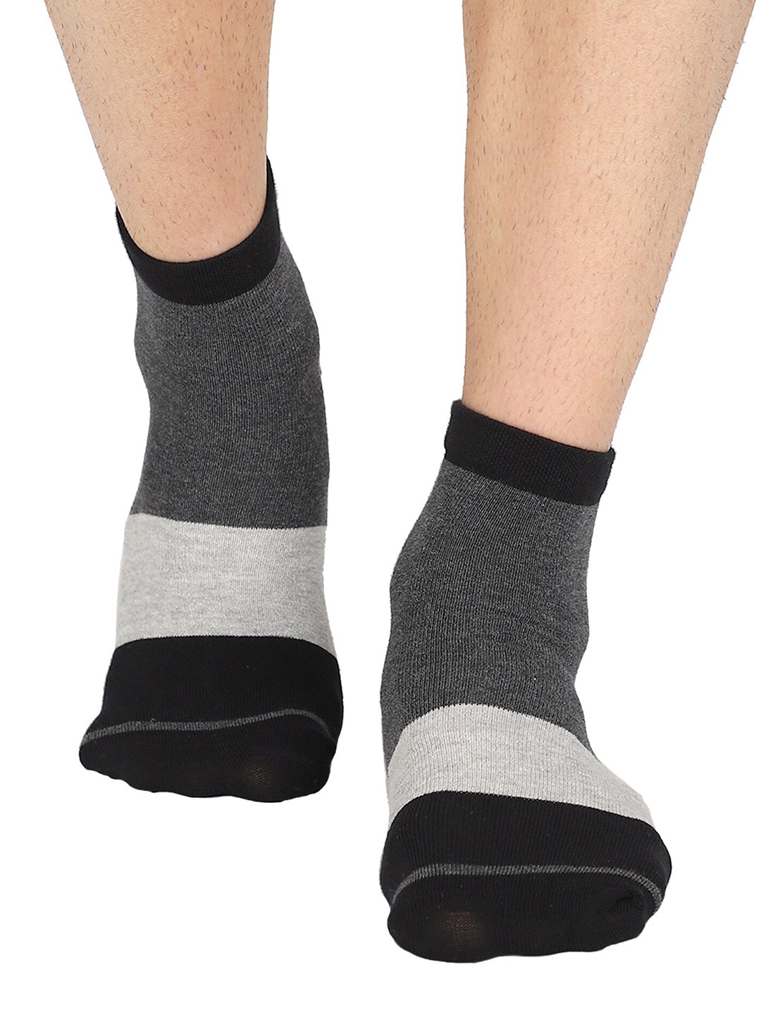 

Bodycare Men Pack of 2 Black & Grey Colorblocked Above Ankle Length Socks