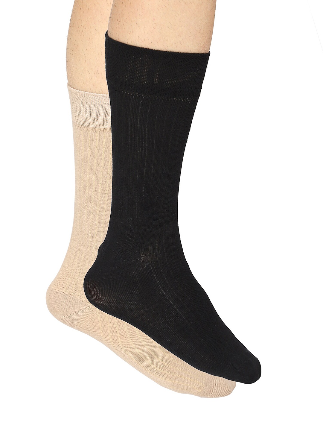 

Bodycare Men Beige And Black Pack of 2 Knee Length Socks