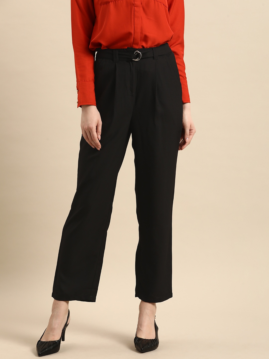 

all about you Women Black Pleated Trousers