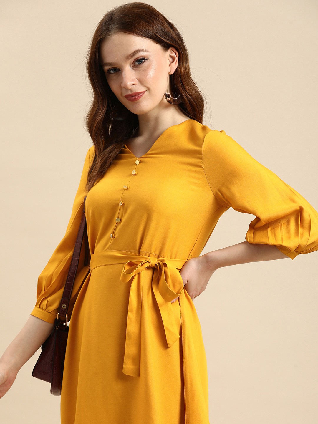 

all about you Yellow Ethnic Motifs Print Casual A-Line Maxi Dress