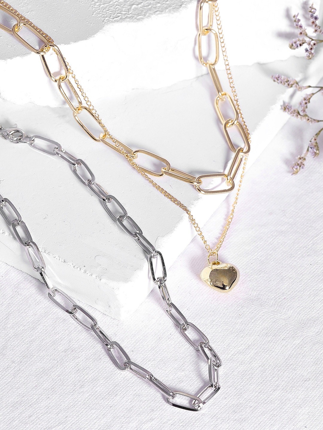 

TOKYO TALKIES X rubans FASHION ACCESSORIES Set Of 2 Gold-Toned & Silver-Toned Necklaces