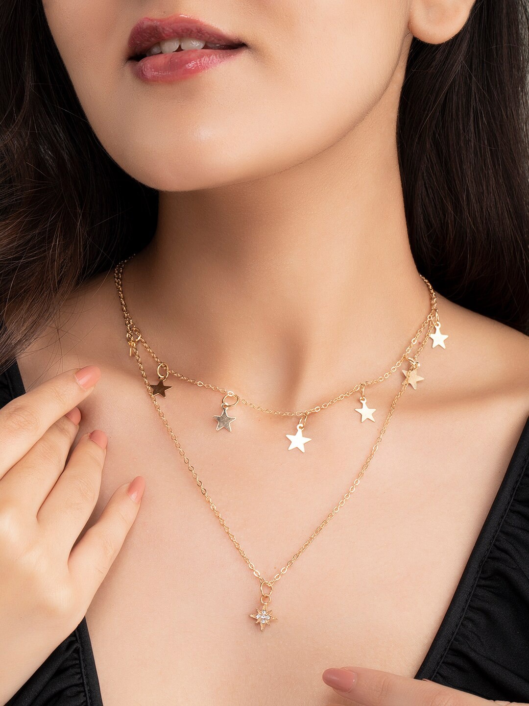 

TOKYO TALKIES X rubans FASHION ACCESSORIES Set Of 2 Gold-Toned & White Necklace