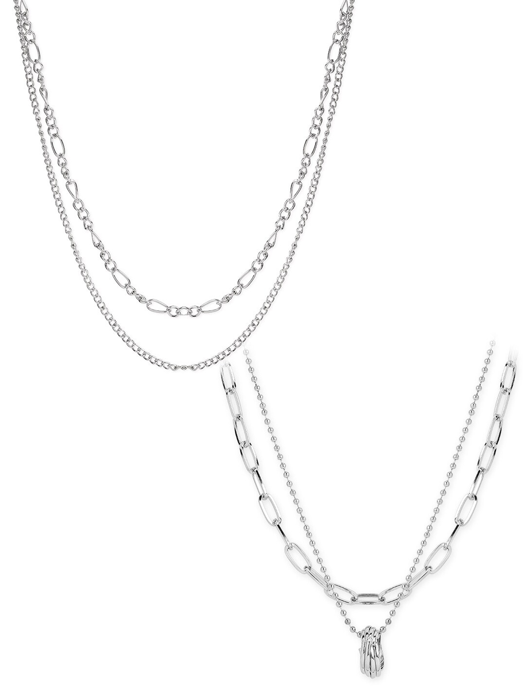 

TOKYO TALKIES X rubans FASHION ACCESSORIES Set of 2 Silver-Toned Layered Necklace