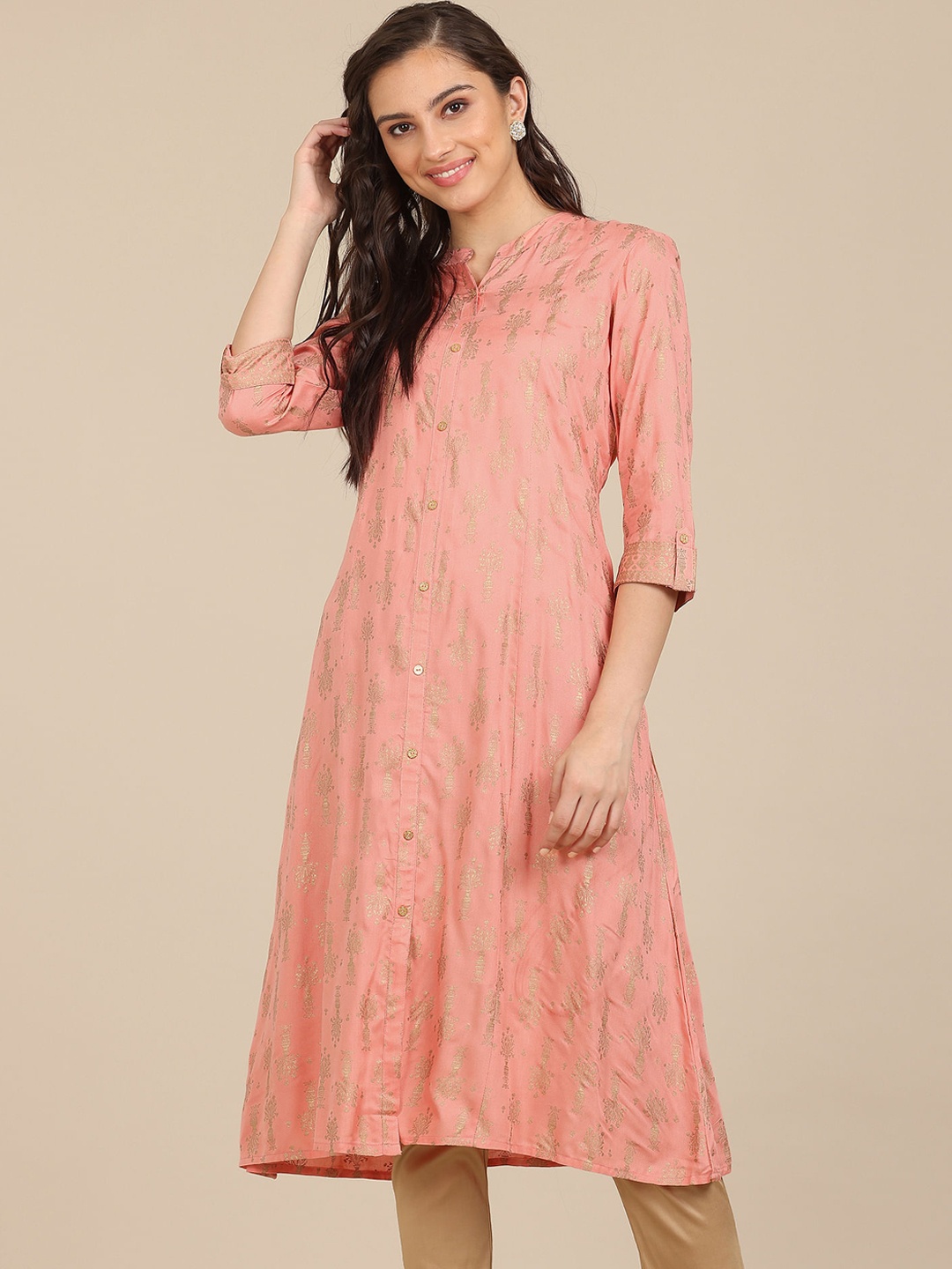 

Karigari Women Pink Printed Anarkali Kurta