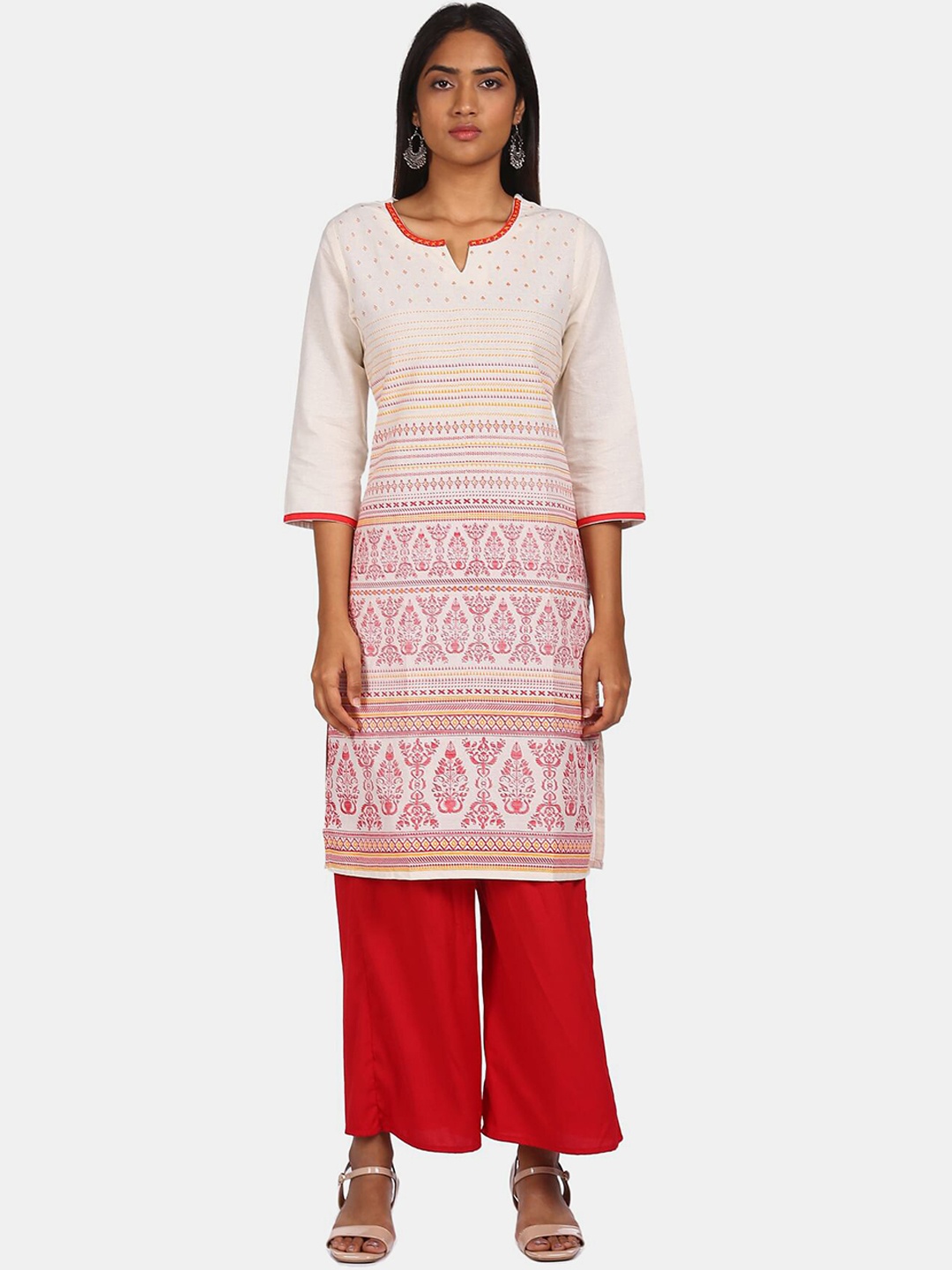 

Karigari Women White Paisley Printed Kurta