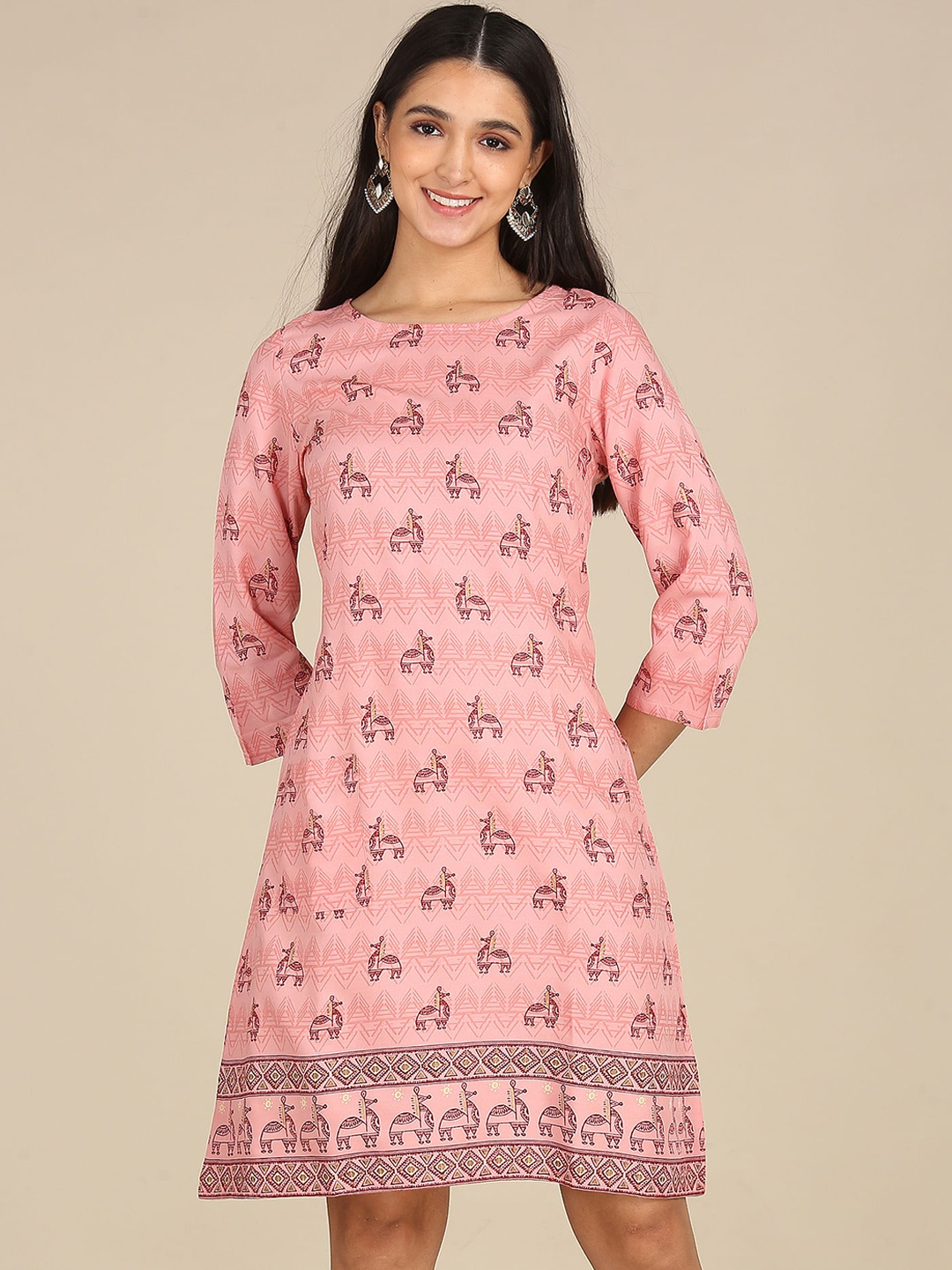 

Karigari Women Pink Quirky Printed Kurta
