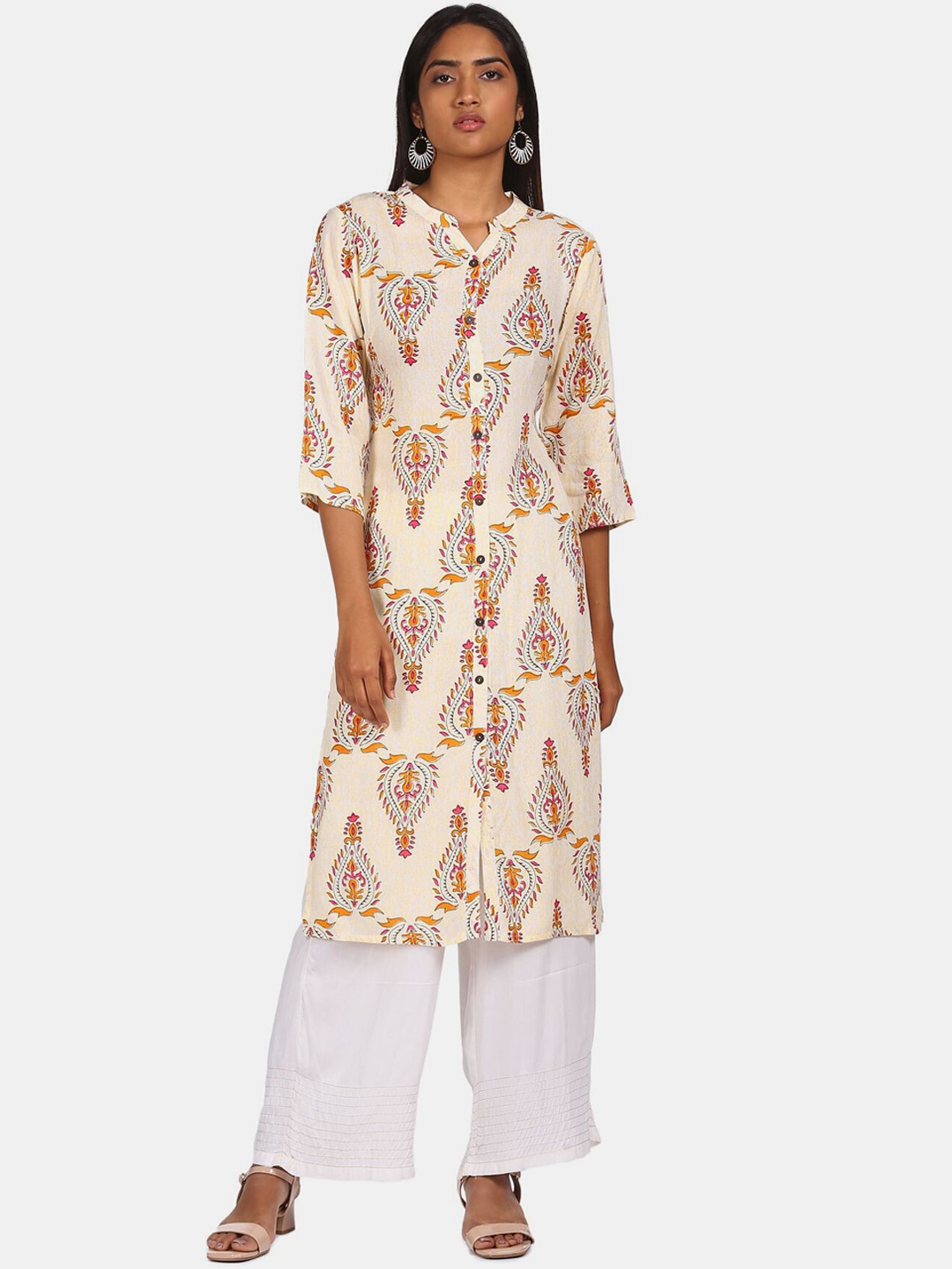 

Karigari Women White Ethnic Motifs Printed Kurta